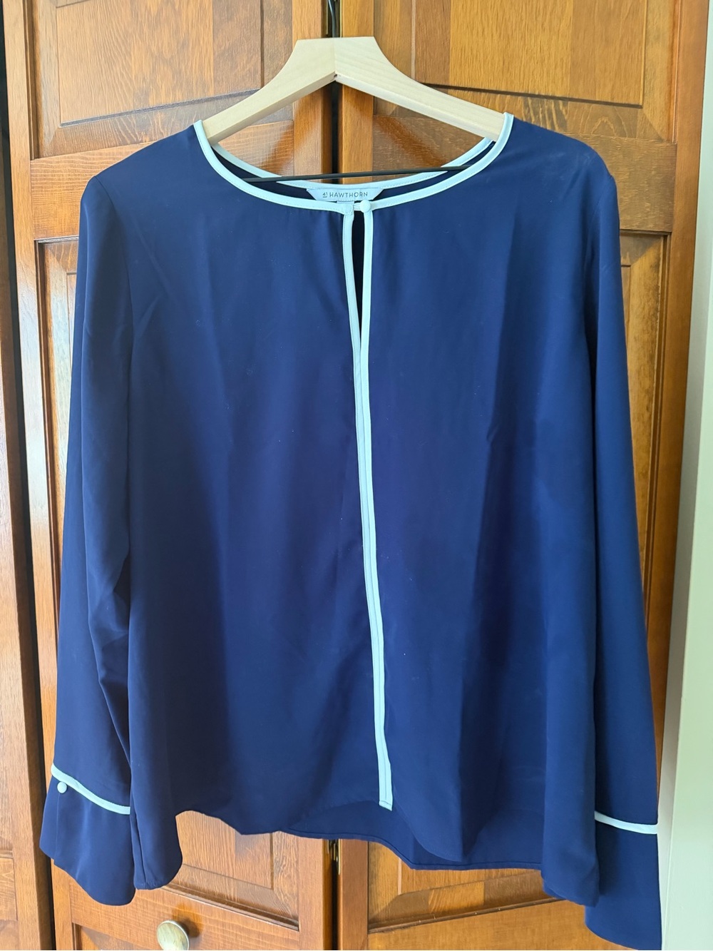 41 Hawthorn Navy Blouse with White Trim